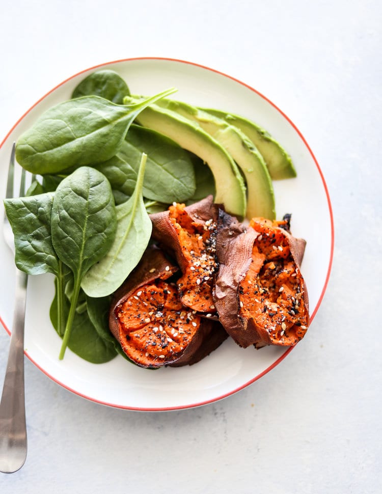 Roasted Sweet Potatoes with Everything Seasoning