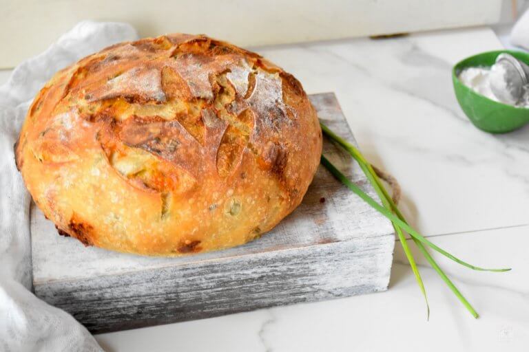 Dutch Oven Sourdough Bread with Pickled Jalapeños and Cheddar Cheese