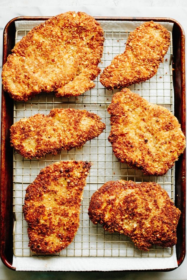 Almond Crusted Chicken Cutlets With Lemony Greens