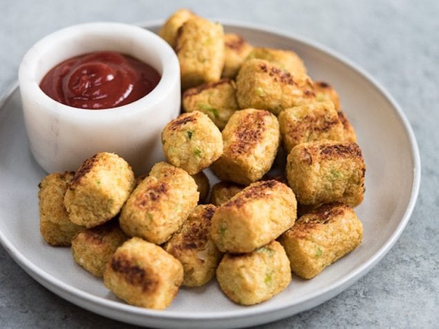 These Easy Cauliflower Tots are the perfect baked bite-size appetizer, made with fresh cauliflower, scallions and parmesan cheese.