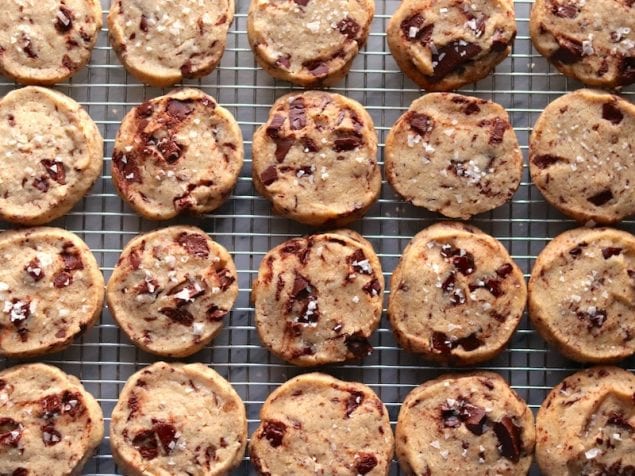 An update on the classic shortbread cookie to include hazelnut flour, large chunks of chocolate, and plenty of salt to balance out the sweetness.