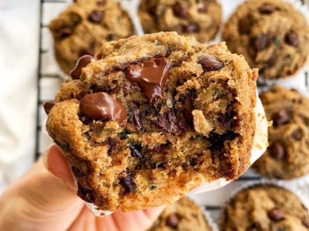 These healthy chocolate chip zucchini muffins are naturally sweetened and made with whole wheat flour. They’re fluffy, moist and absolutely delicious. Just one bowl is necessary, so there’s virtually no clean-up.