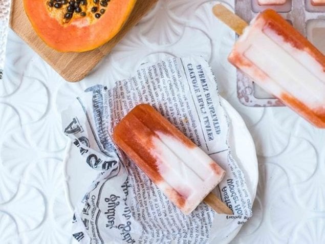 These Papaya and Coconut Popsicles  are delicious, simple to make and bursting with healthful benefits. Cool, refreshing and tasty.