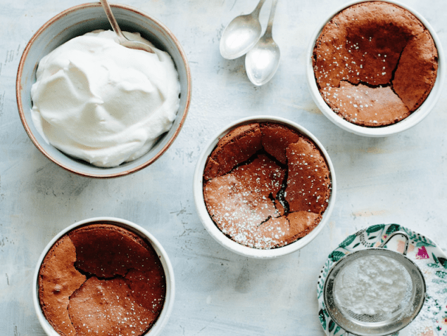 This easy recipe for Mini Flourless Chocolate Soufflé Cakes has only 4 ingredients and can be made from start to finish in well under an hour. Gluten free and dairy free optional!