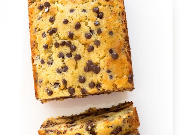 Chocolate Chip-Sour Cream Pound Cake is super soft, buttery and just sweet enough with the perfect amount of chocolate chips.