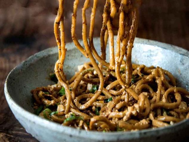 If you're craving something spicy, make a bowl of these vegetarian tofu Sichuan noodles with plenty of mushrooms and chili oil.