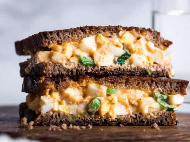 This Healthy Egg Salad Grilled Cheese Sandwich combines two favorite sandwiches to be a delicious, protein-packed meal.