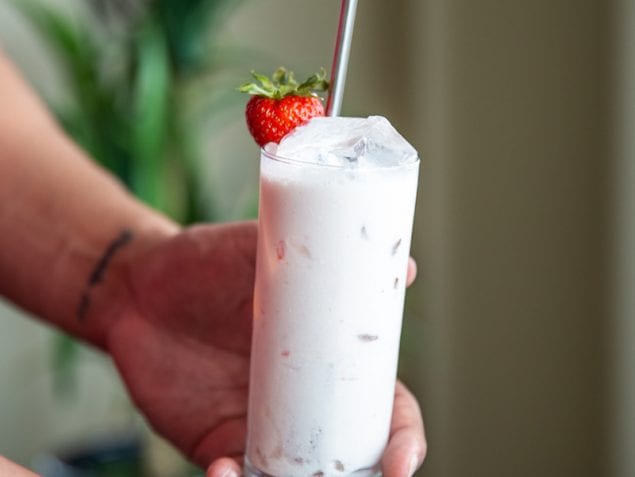 We're jumping headfirst into berry season with this refreshing strawberries and bourbon cream cocktail.