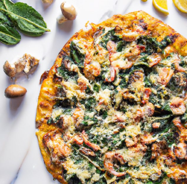 This Lobster Pizza is loaded up with spinach and gouda and is a decadent treat for any night of week.