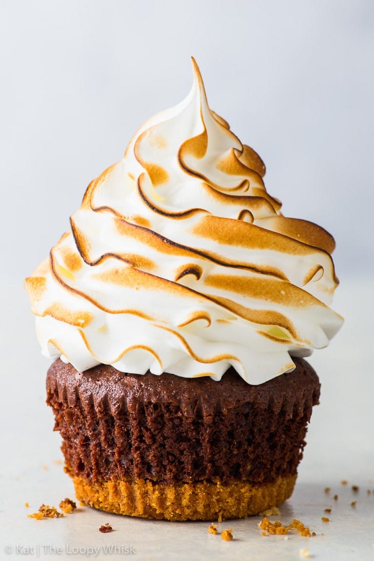 Meringue Topped S Mores Cupcakes