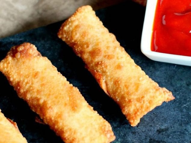 These are not your usual spring rolls. Crispy and delightful for a party, these rolls are filled with paneer, a ginger-garlic paste and sriracha.