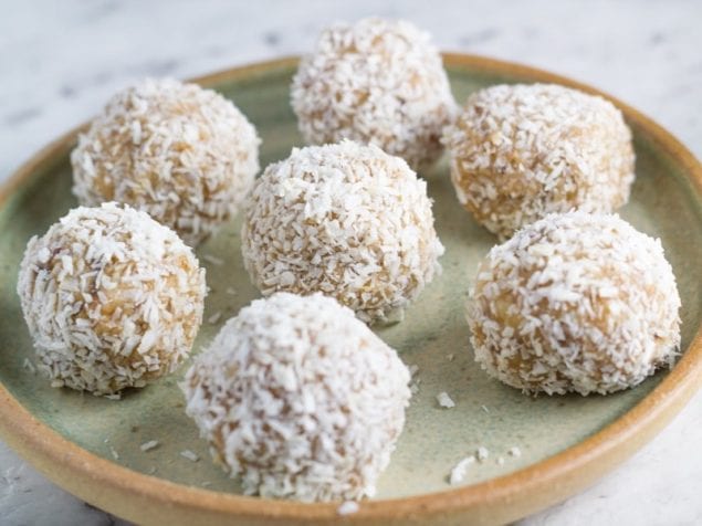 Two of our favorites, coconut and macadamia nuts, combine to make these raw Coconut-Macadamia Bites for a filling snack.