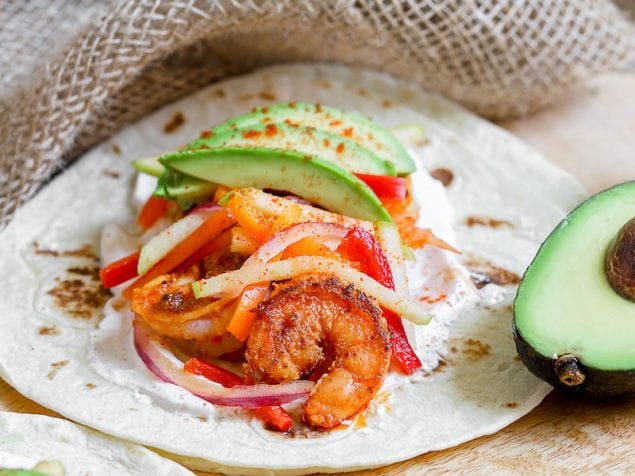 Blackened Shrimp Tacos and Sweet Pepper Slaw