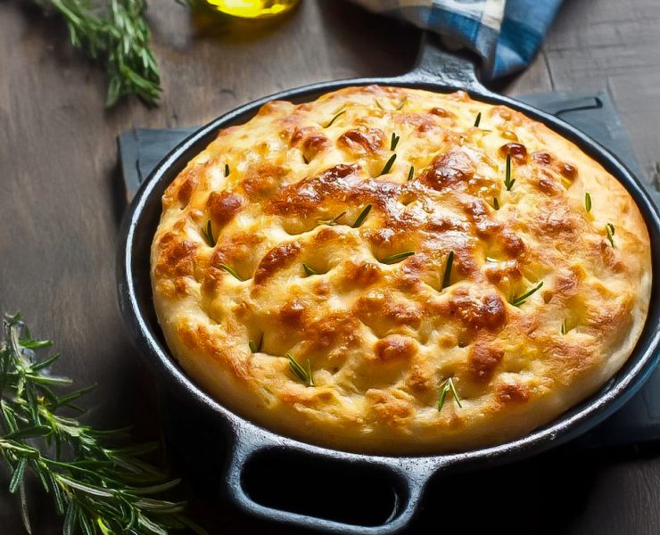 Cast Iron Skillet Orange Rosemary Focaccia