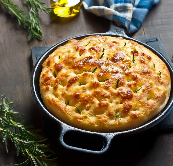 Cast Iron Skillet Orange Rosemary Focaccia