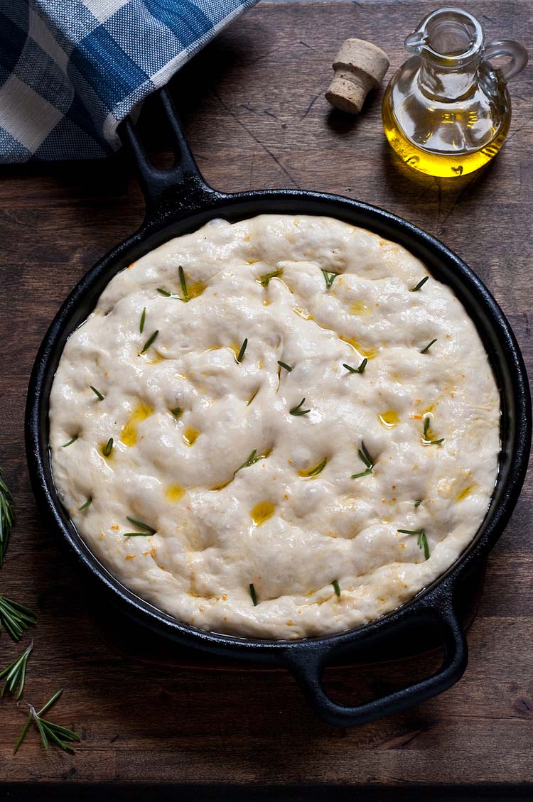 Cast Iron No-Knead Focaccia - Girl With The Iron Cast