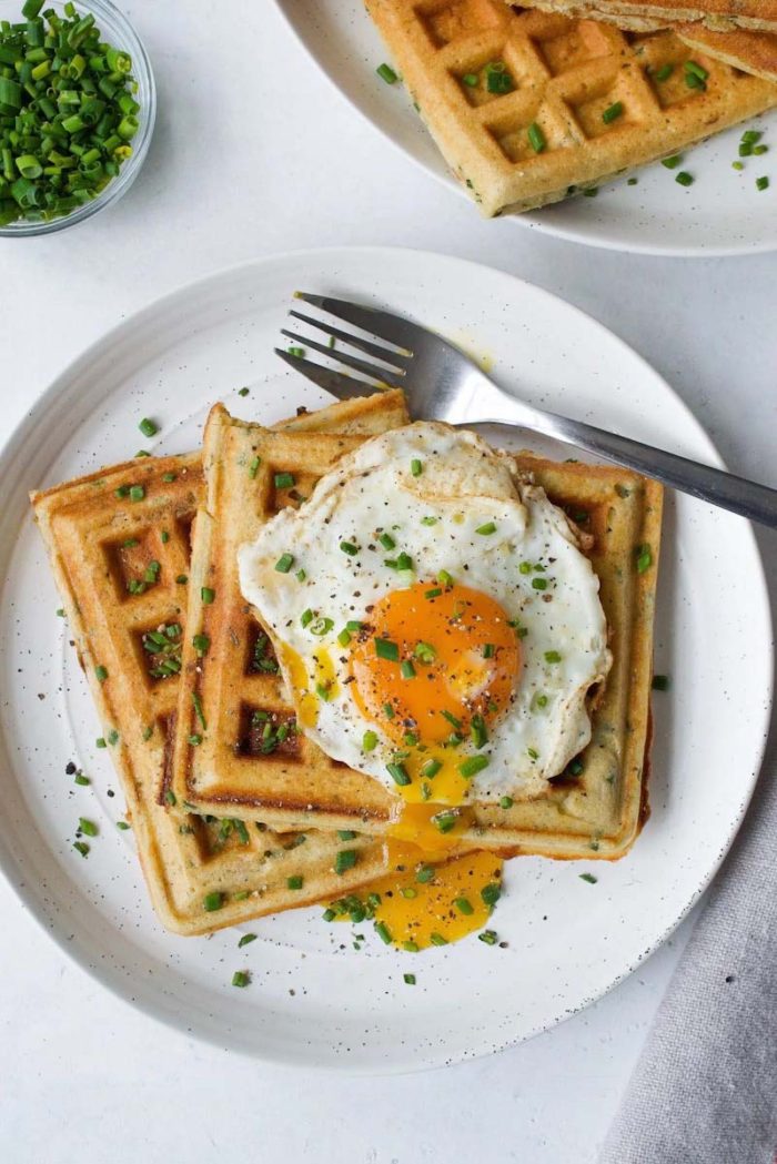 Ham, Egg and Chive Waffles - Honest Cooking Brunch Recipe