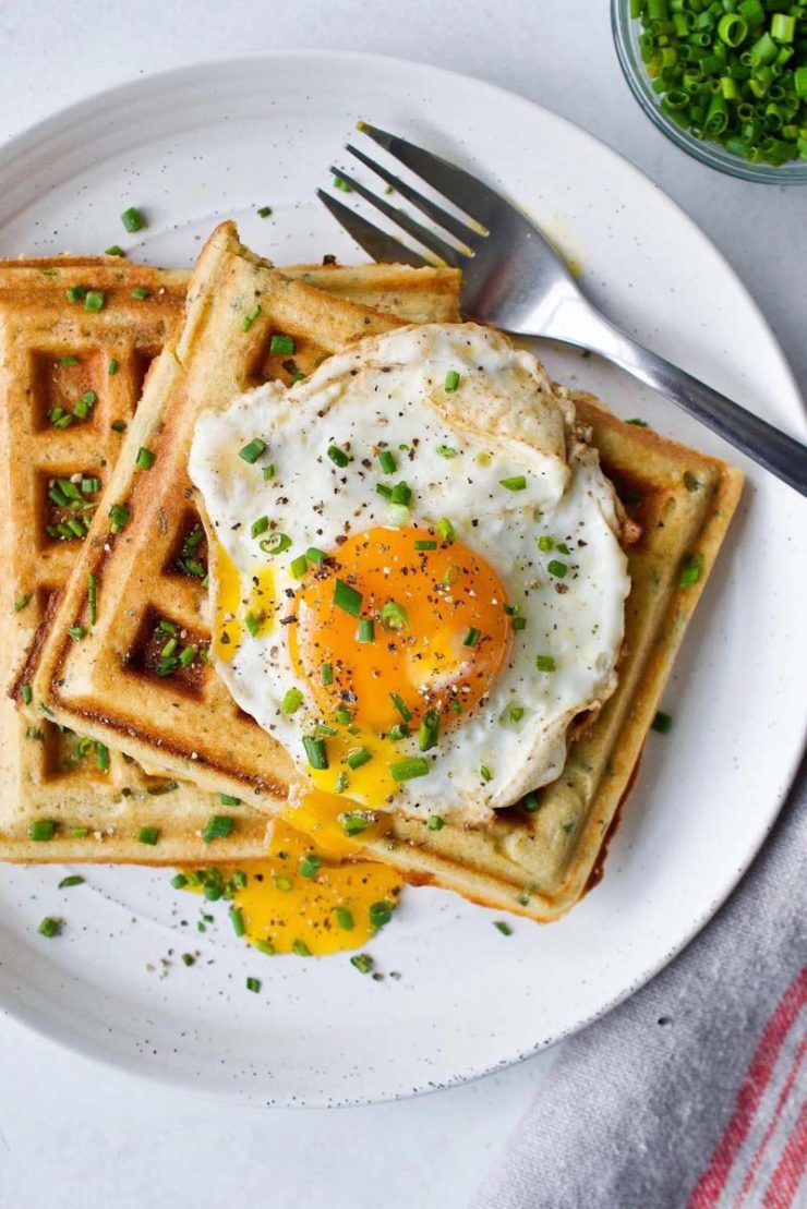 Ham, Egg and Chive Waffles - Honest Cooking Brunch Recipe