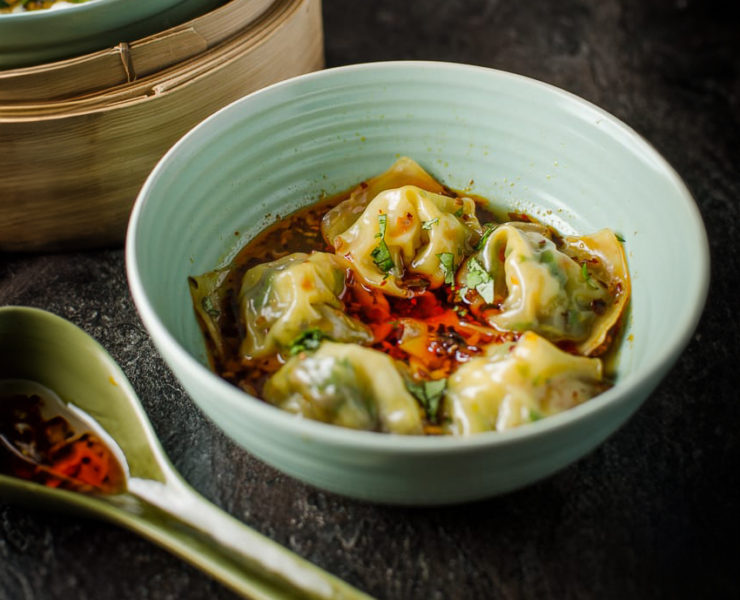 Steamed Wontons in Chili Broth