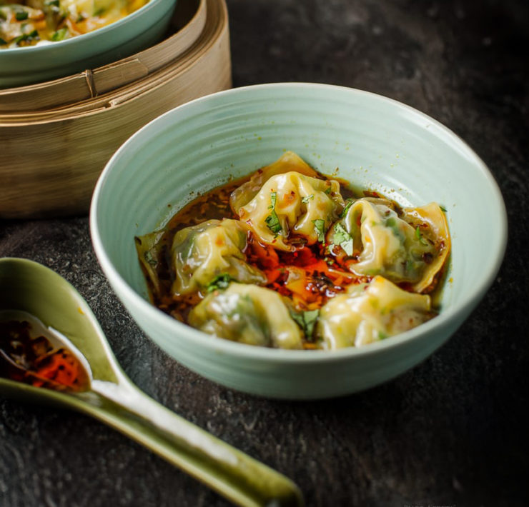 Steamed Wontons in Chili Broth