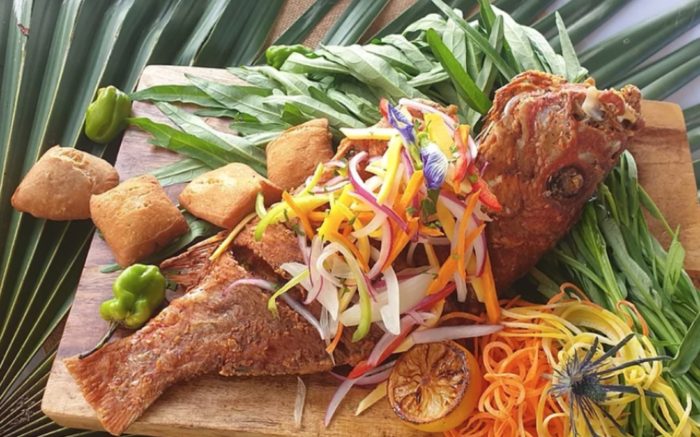 Whole Fried Snapper at Cayman Cabana