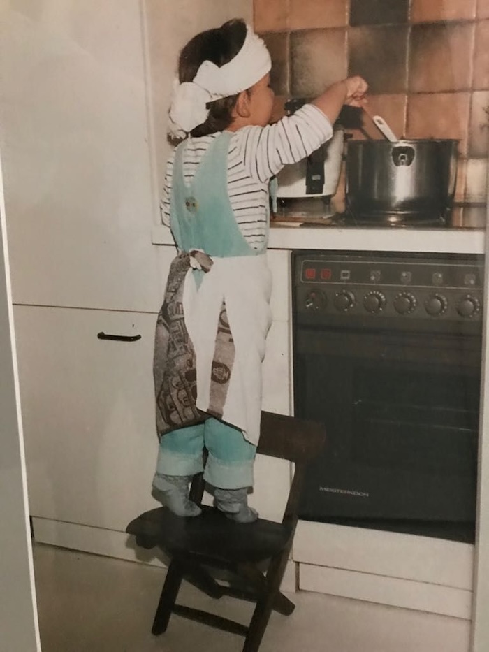 A 4 Year Old Tohru cooking at his family home. Photo courtesy of Tohru Nakamura