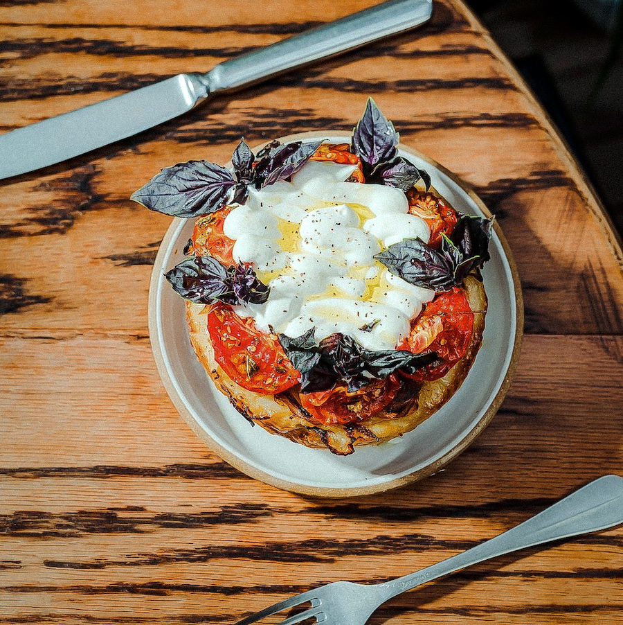 Fugazzeta (Argentine Cheese-Stuffed Bread with Sun-Dried Tomatoes and Whipped Ricotta)