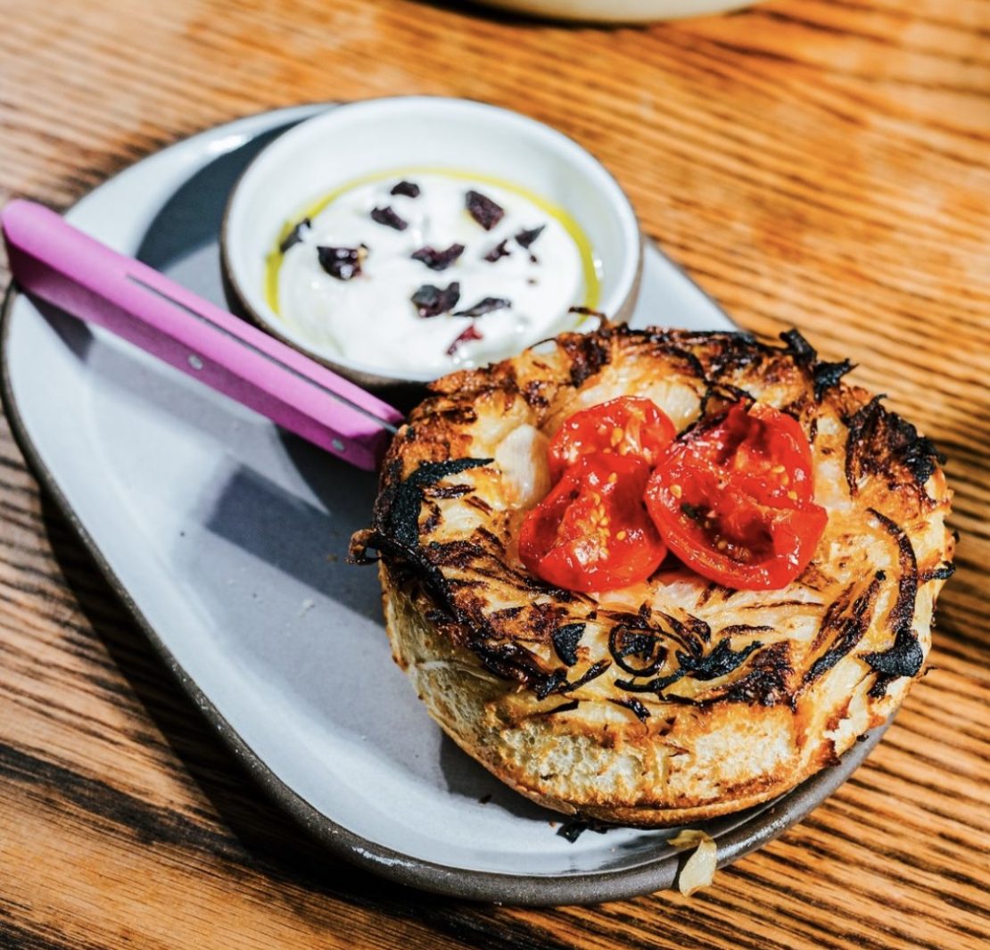 Fugazzeta (Argentine Cheese-Stuffed Bread with Sun-Dried Tomatoes and Whipped Ricotta)