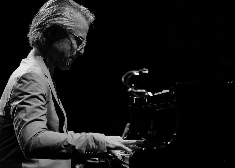 Knighted jazz musician Niels Lan Doky and his piano. Photo: Attila Kleb