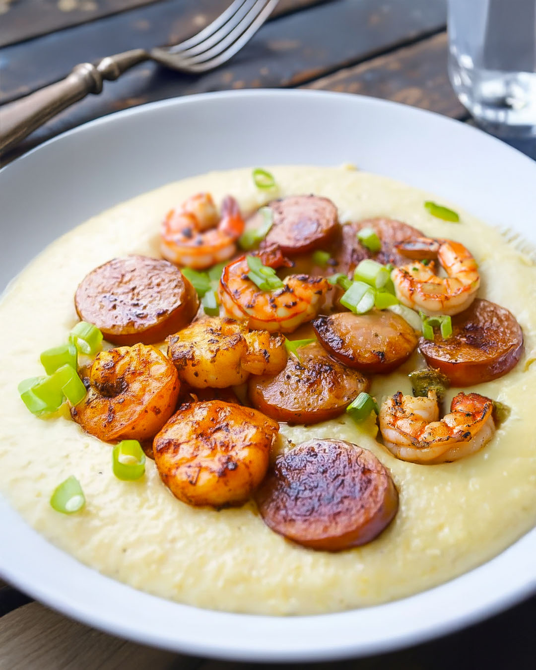 Grilled Sausage Shrimp and Grits