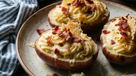 Twice Baked Parmesan and Bacon Potatoes