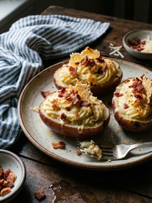 Twice Baked Parmesan and Bacon Potatoes