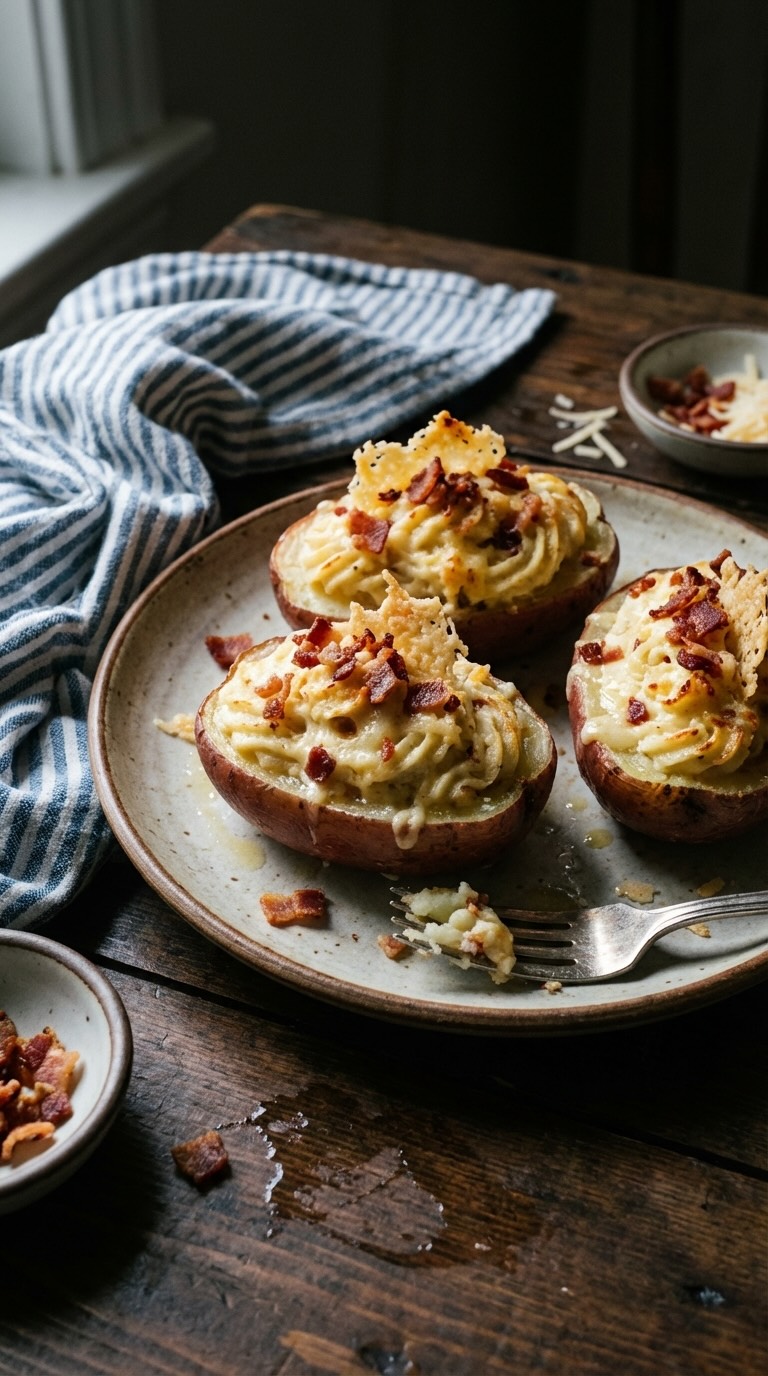 Twice Baked Parmesan and Bacon Potatoes