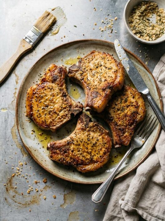 Baked Pork Chops with Herb Crust