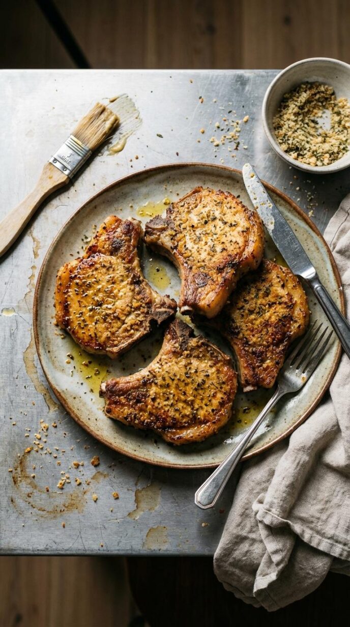 Baked Pork Chops with Herb Crust