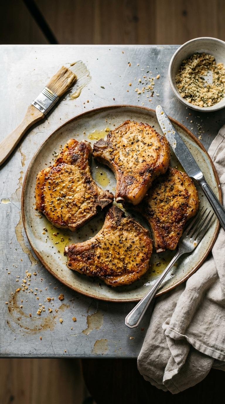 Baked Pork Chops with Herb Crust