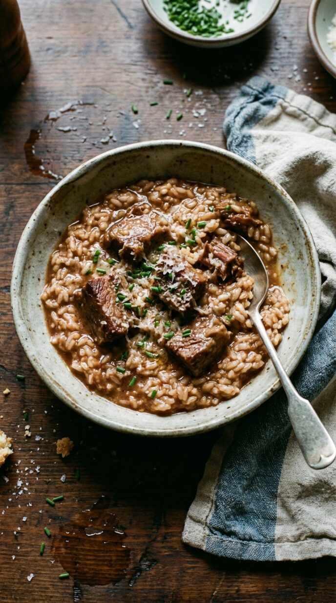 Beef Short Rib Risotto with Red Wine - Rich Dinner Recipe