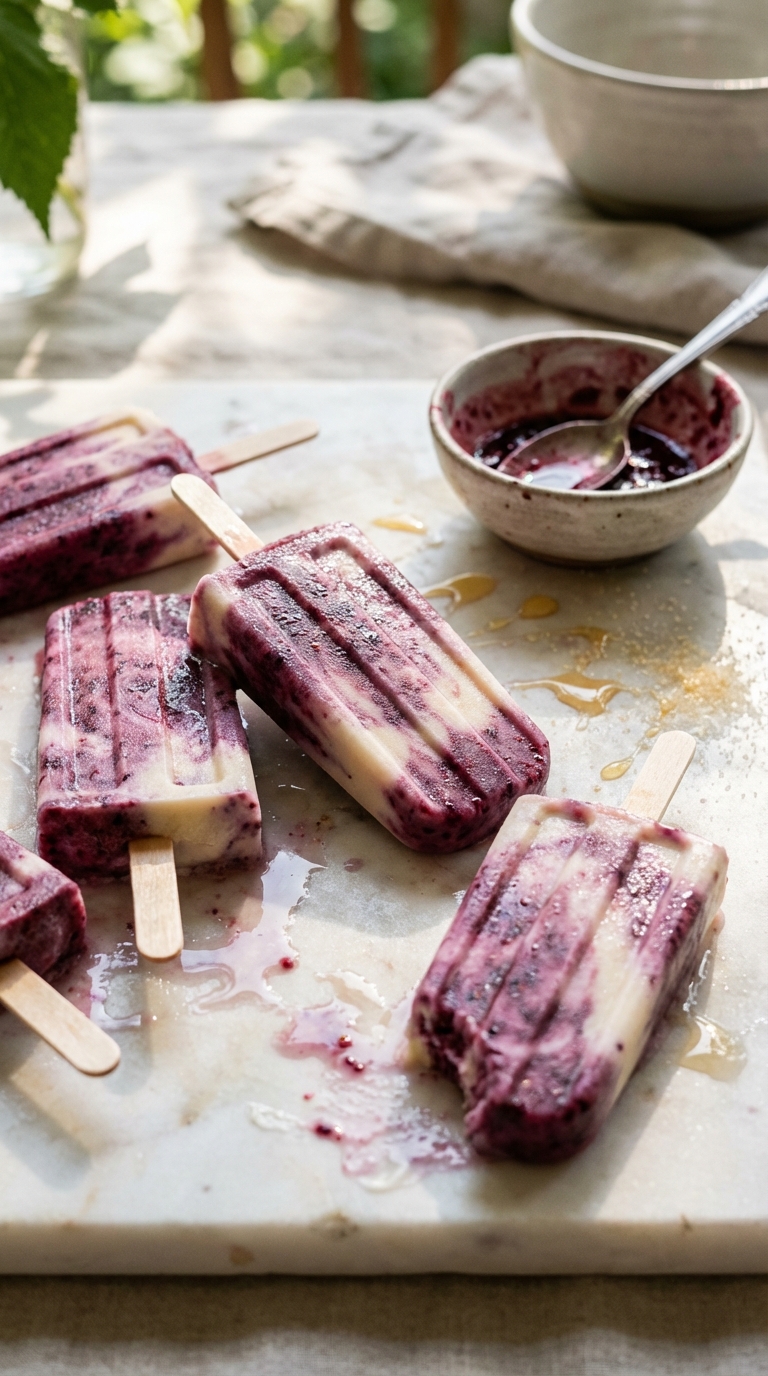 Blackberry Yogurt Popsicles