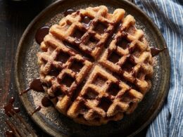Churro Waffles and Spiced Chocolate Sauce - Honest Cooking