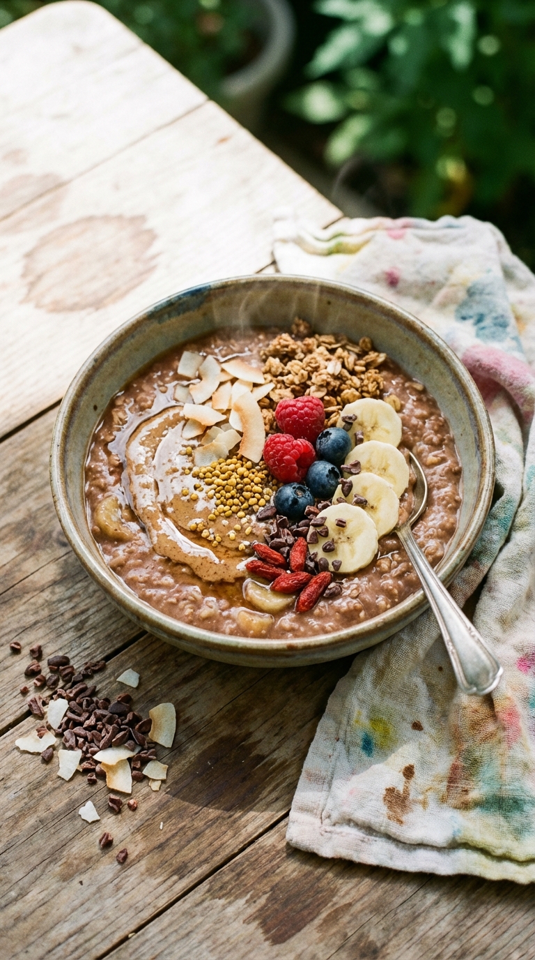 Creamy Chocolate Oatmeal with Coconut