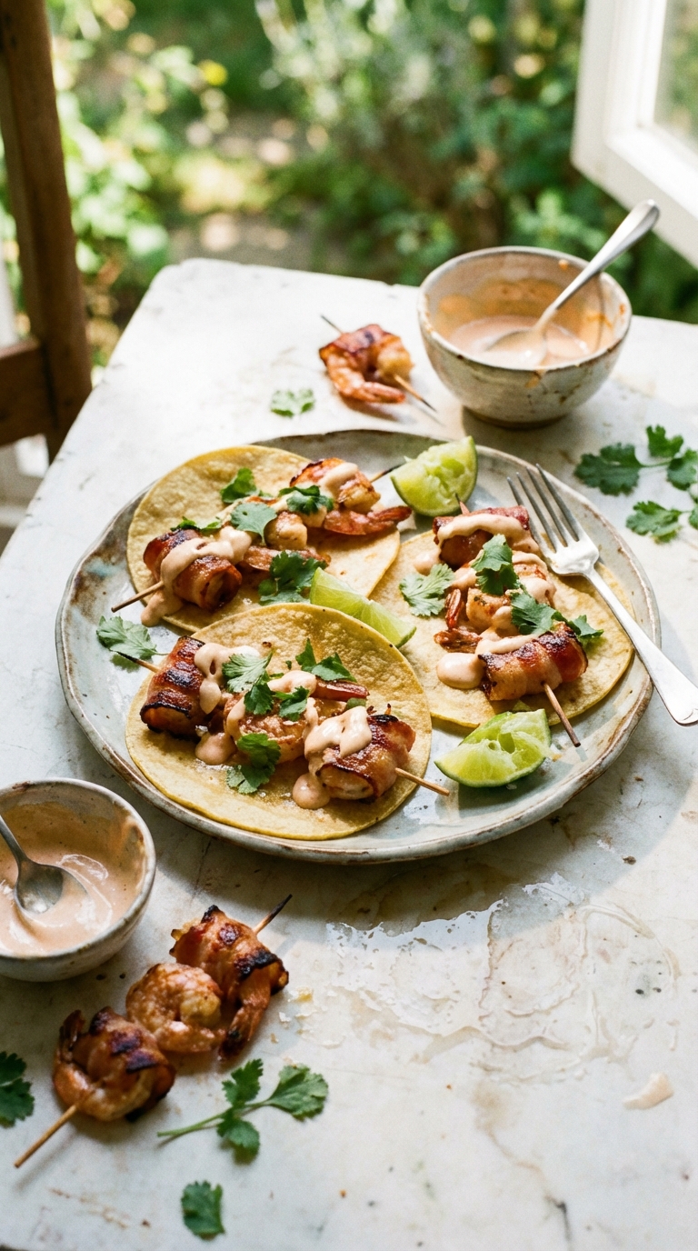 Grilled Bacon and Shrimp Tacos