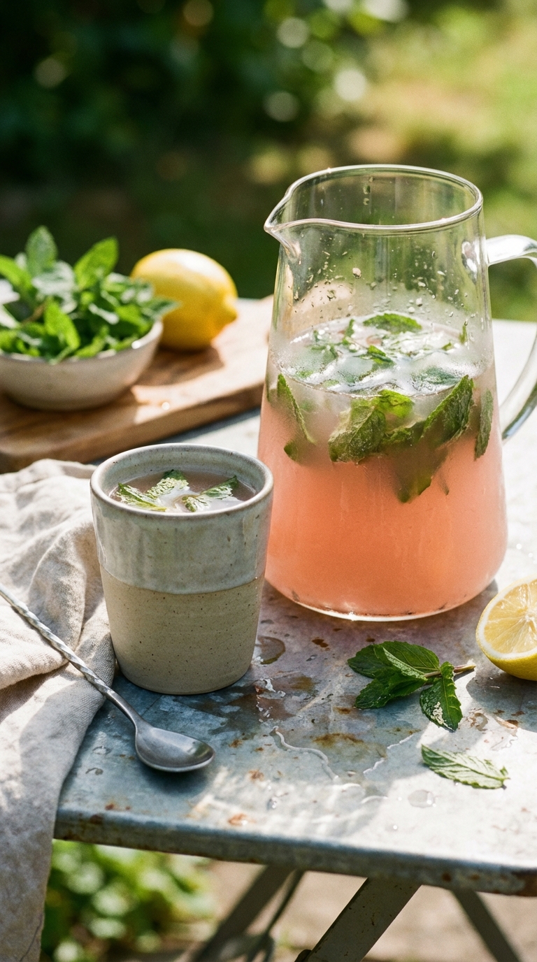 Minty Rhubarb Lemonade