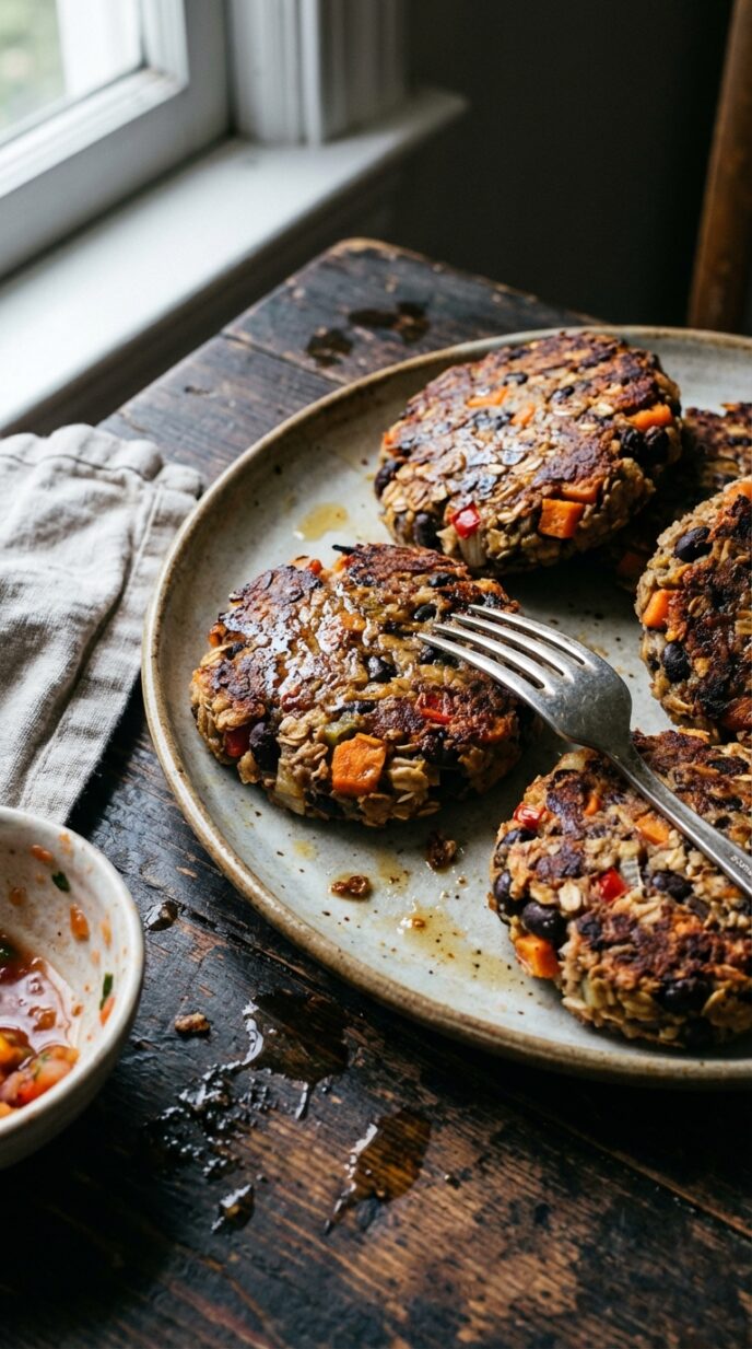 Black Bean Veggie Burgers with Corn Salsa
