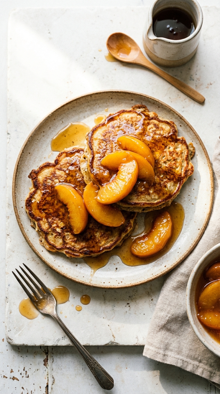 Pancakes with Brandied Peaches