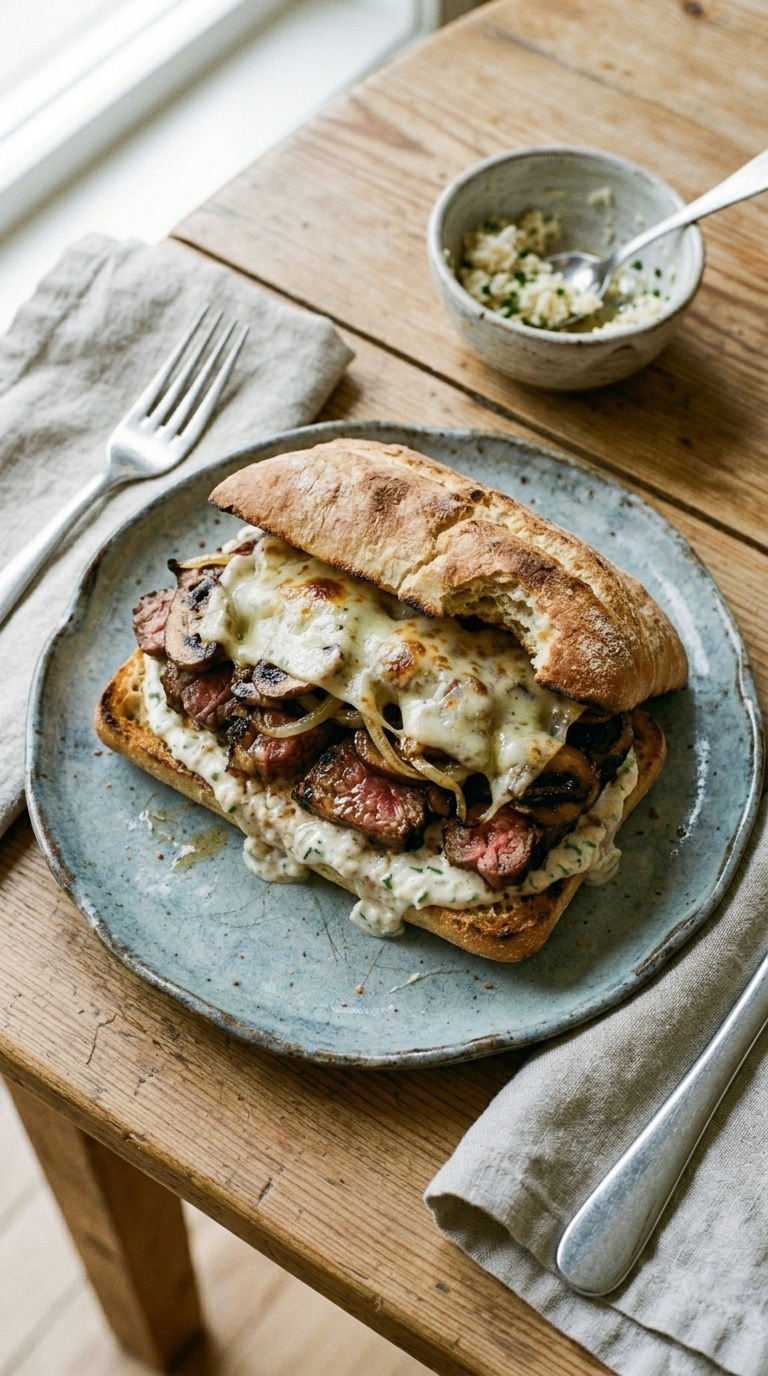 Leftover Steak Sandwich with Fresh Horseradish Aioli