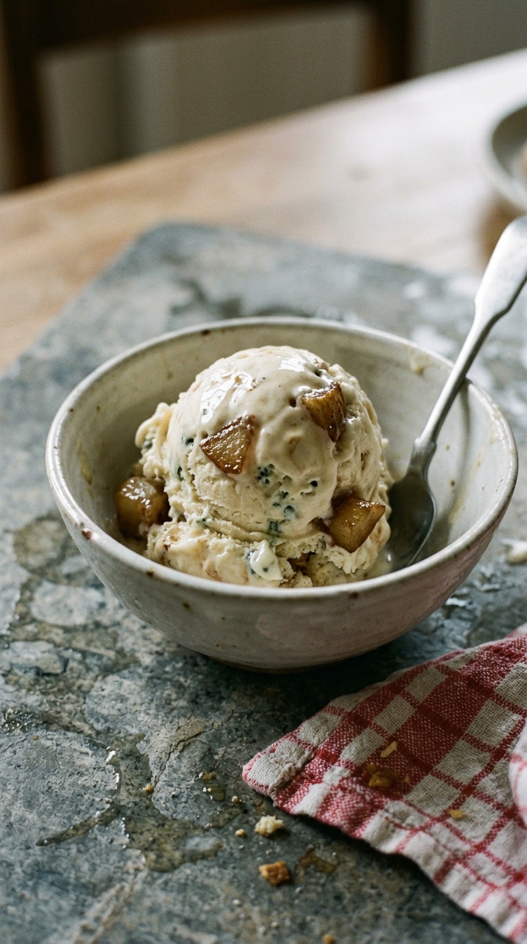 Blue Cheese and Buttered Pear Ice Cream