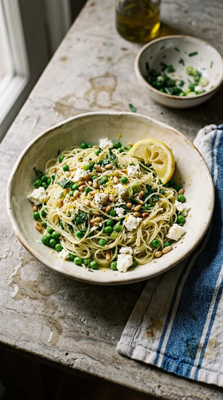 Lemony Pasta with Fresh Herbs and Feta