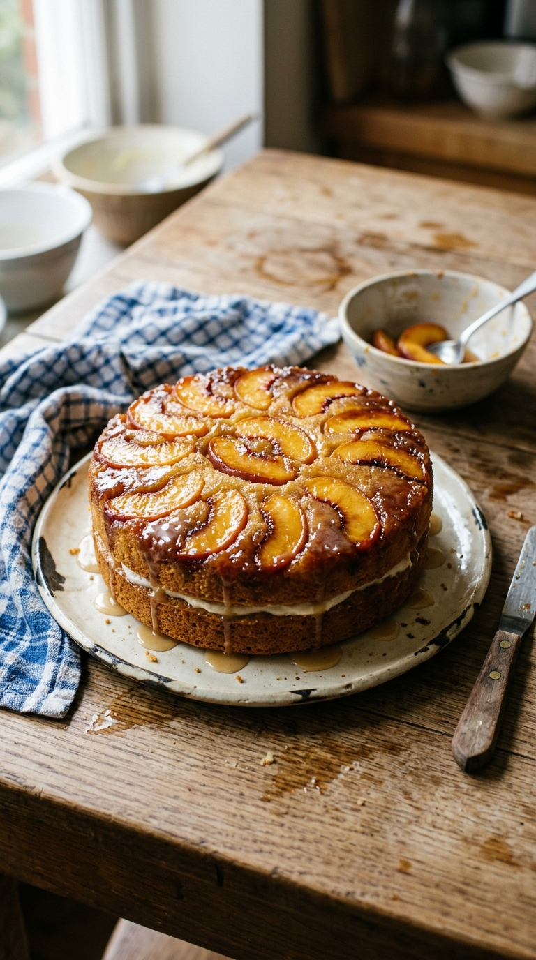 Peach and Brandy Upside-Down Cake