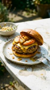 pork-burgers-with-grilled-apple-and-cheddar