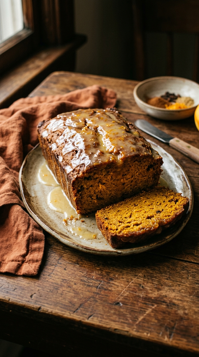 Orange Glazed Roasted Butternut Squash Bread